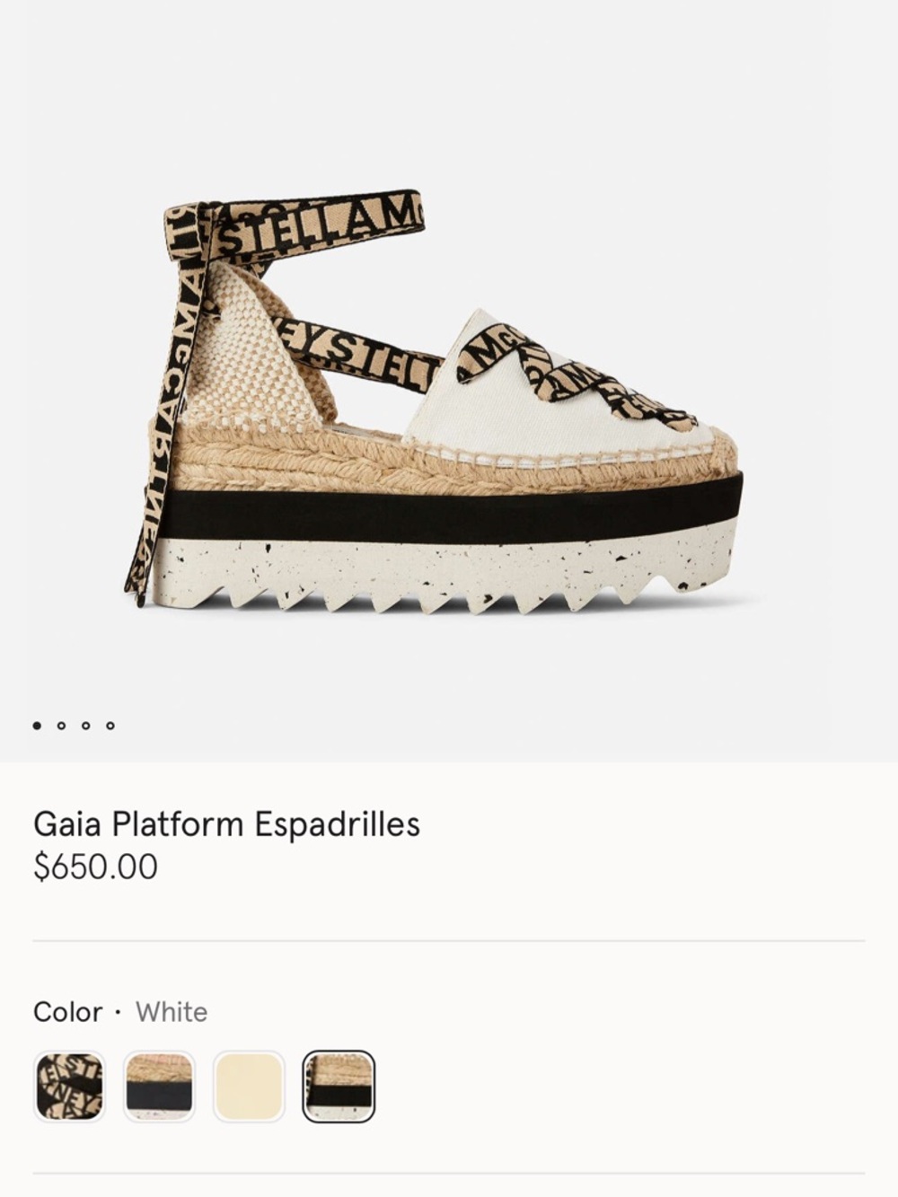 Stella McCartney Cream and Black Gaia Platform Espadrilles - Picture 1 of 3